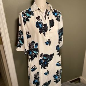 Chelsea & Theodore white/black/blue dress. Size S